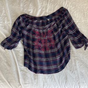 Blue Rain (Francesca's) Flannel Blouse. Size Medium